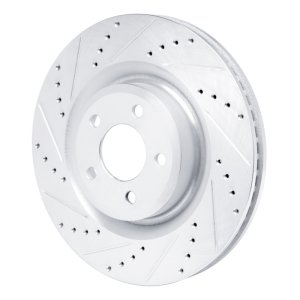 Ford Explorer Brake Rotor (1) - Front Left - R1 Concepts - Drilled & Slotted - Silver - `20-`25
